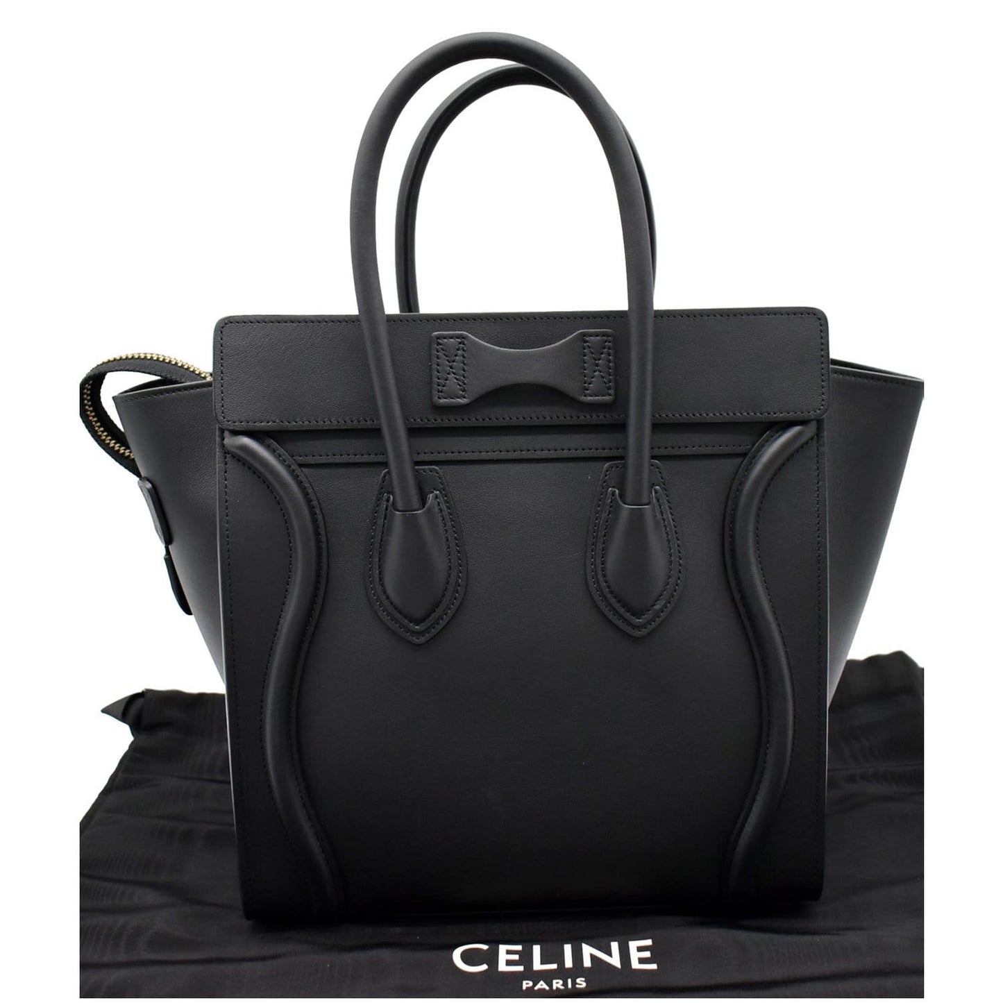 CELINE Mini Luggage Leather Tote Bag Black