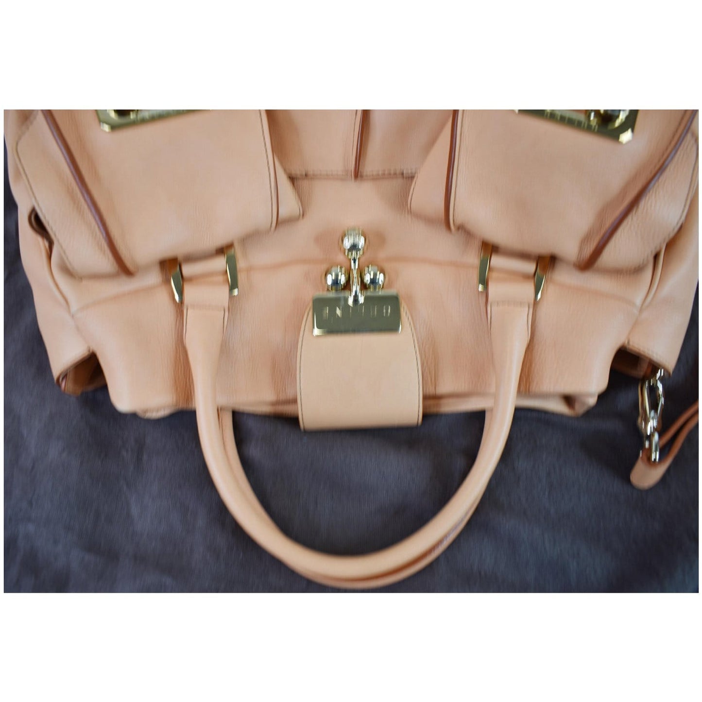 CELINE Blossom Leather Top Handle Tote Bag Peach