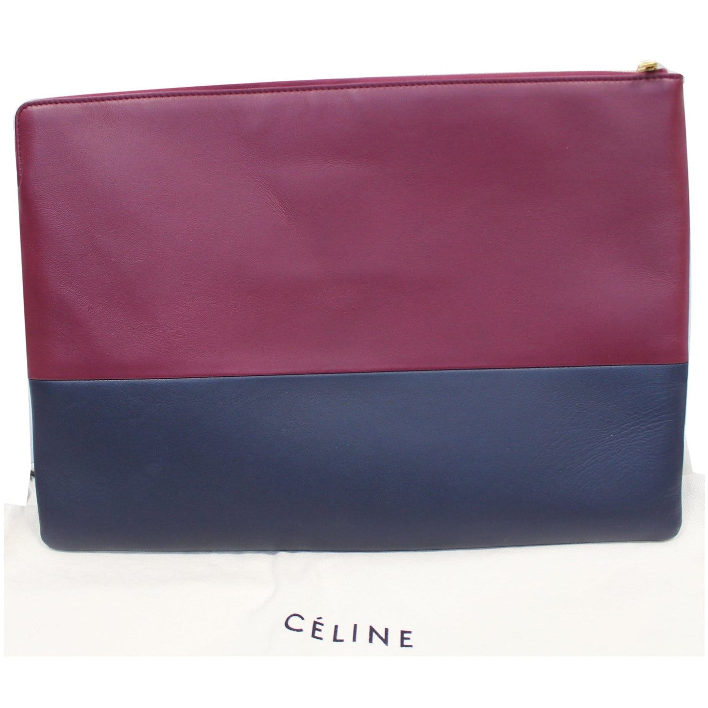 Celine Bi-Color Leather Clutch Pouch Burgundy/Black