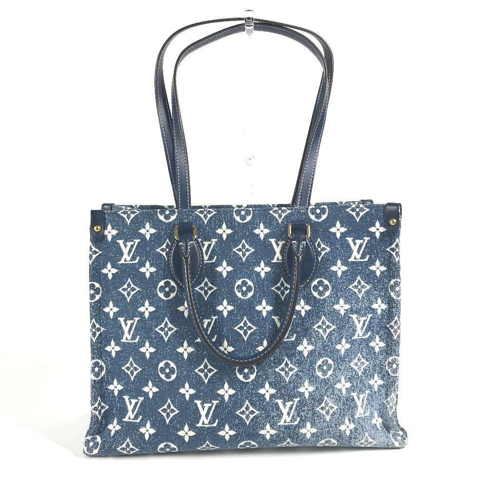 LOUIS VUITTON Shoulder Bag Monogram denim canvas, leather blue Monogram Denim Jacquard On the Go MM