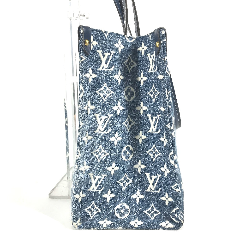 LOUIS VUITTON Shoulder Bag Monogram denim canvas, leather blue Monogram Denim Jacquard On the Go MM