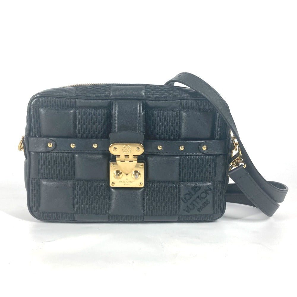 LOUIS VUITTON Shoulder Bag leather black Damier Pochette Troca Women