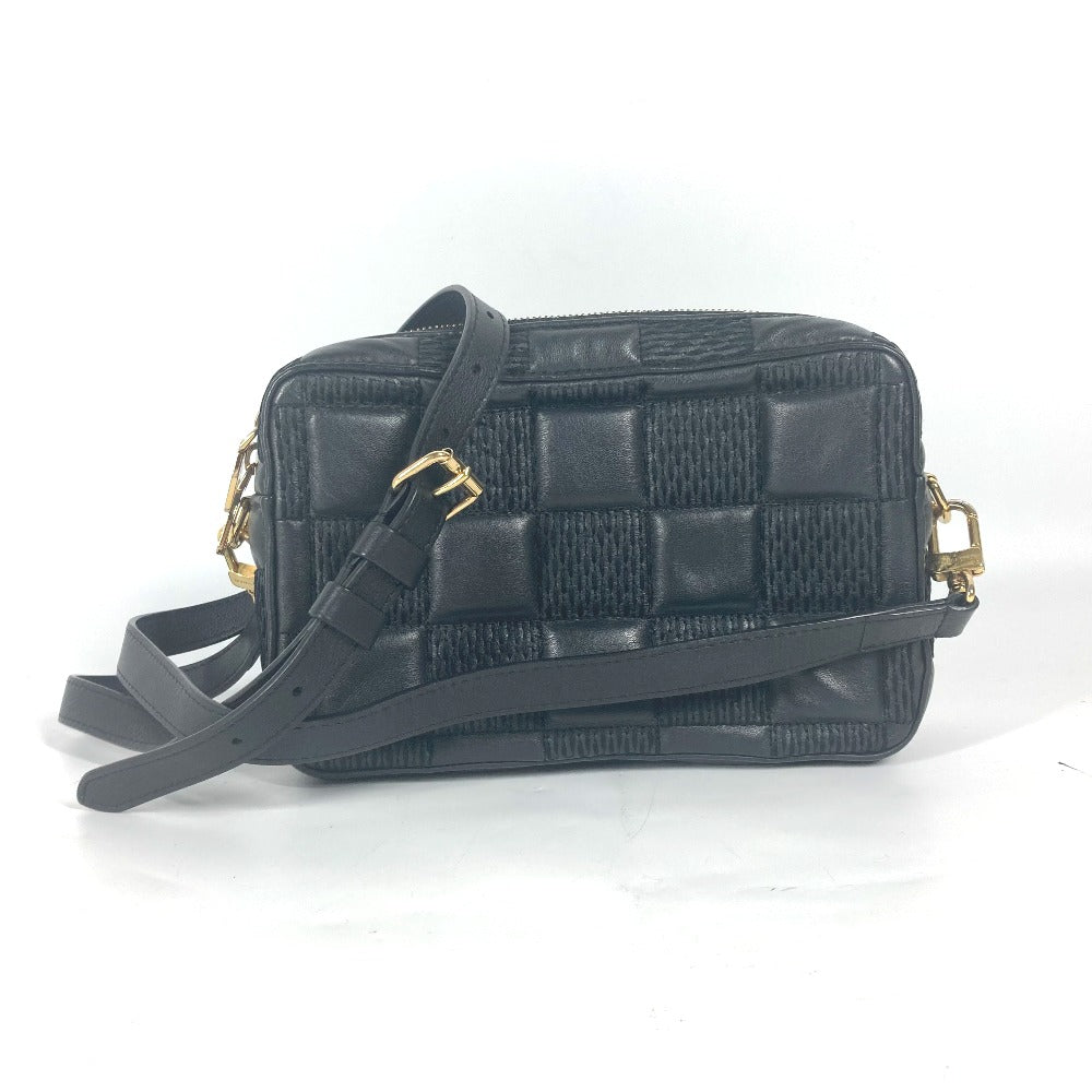 LOUIS VUITTON Shoulder Bag leather black Damier Pochette Troca Women