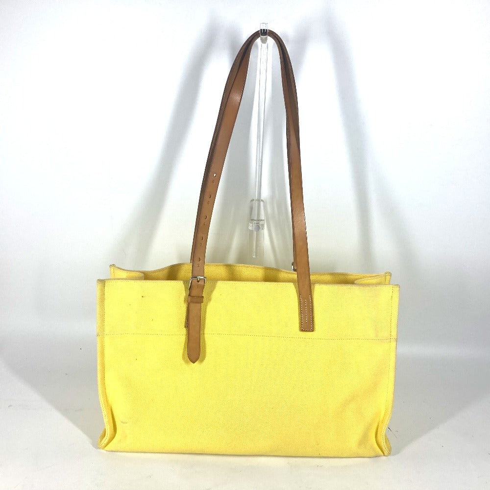 HERMES Shoulder Bag Leather / canvas yellow Etrivire Elan Women