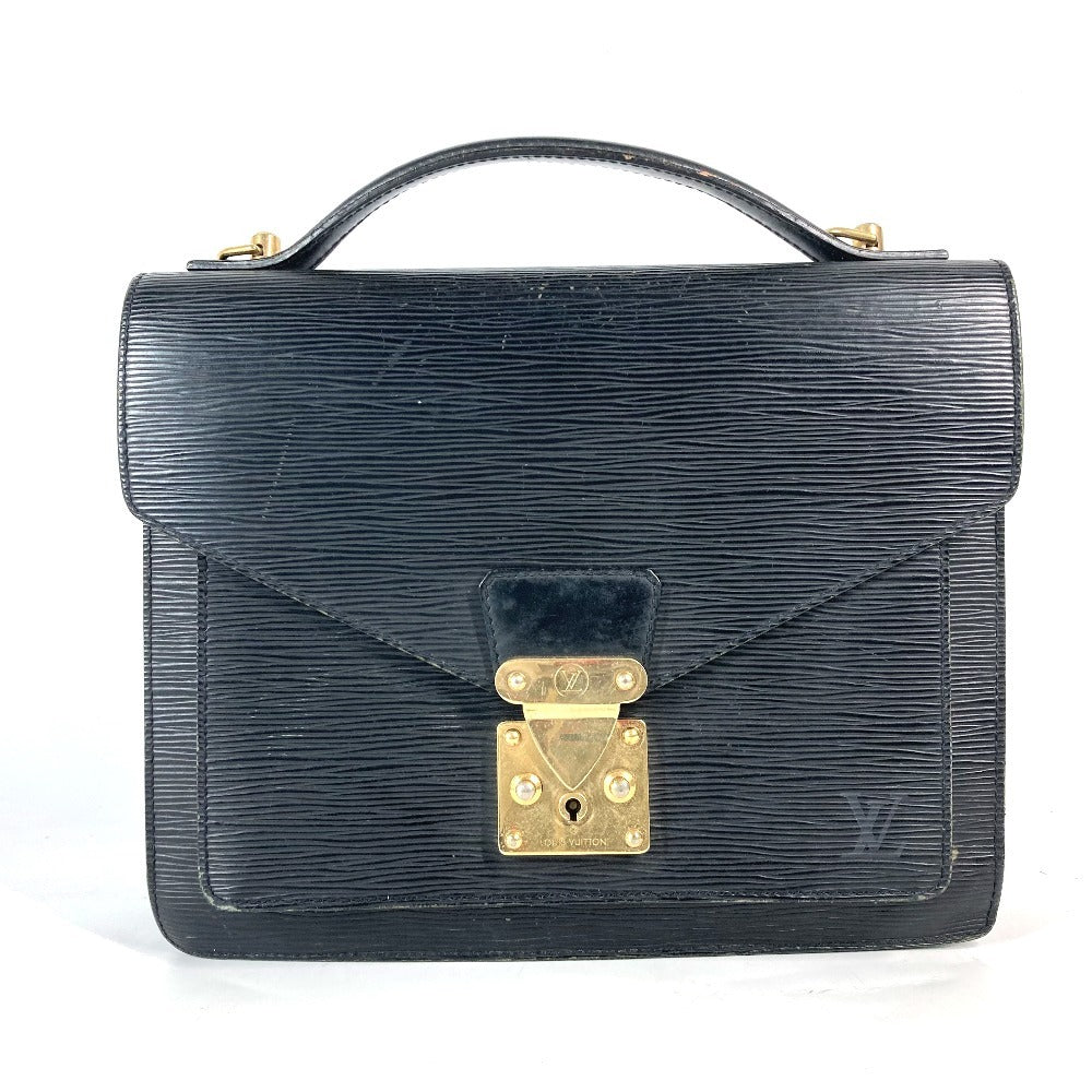 LOUIS VUITTON Handbag Epi Leather black Epi Monceau