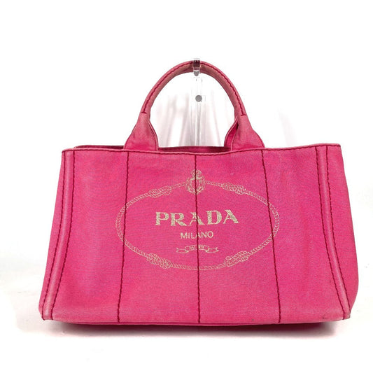 PRADA Tote Bag canvas pink Canapa logo