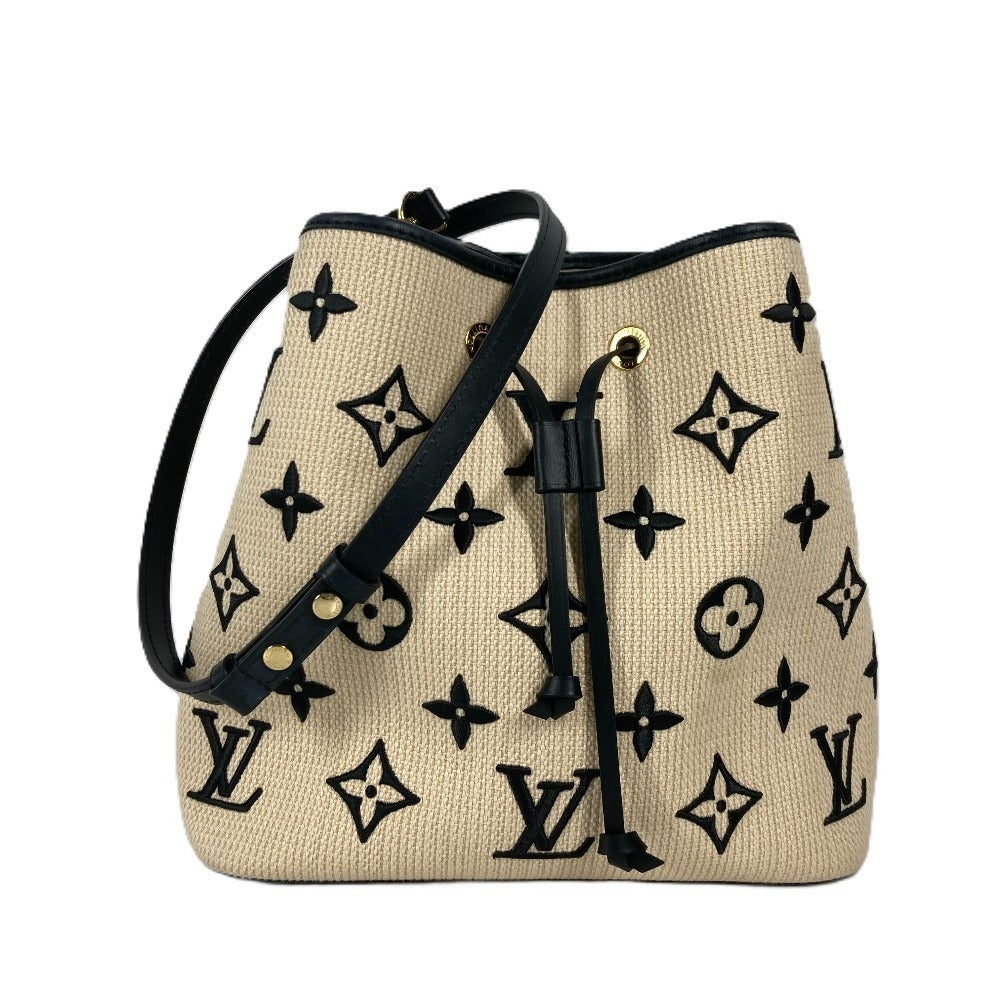 LOUIS VUITTON Shoulder Bag Cotton, Leather black monogram visor pool Neo Noe MM