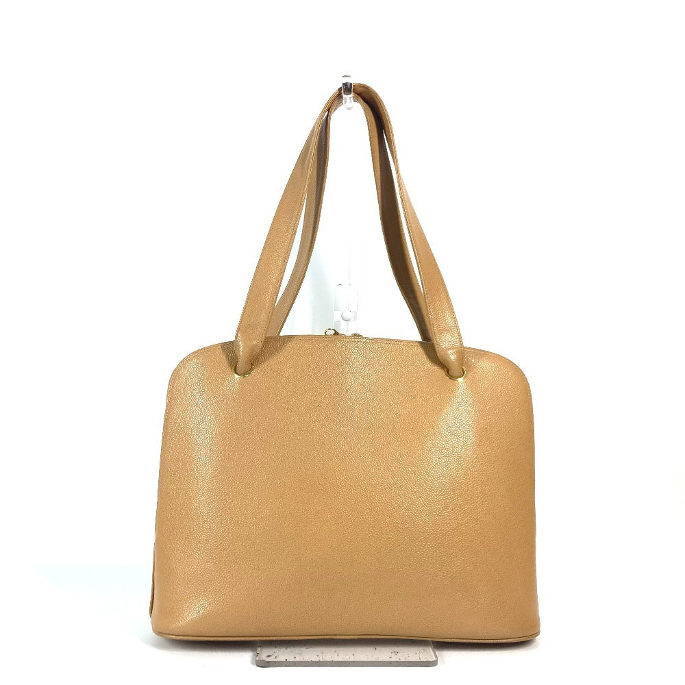 CHANEL Shoulder Bag Caviar skin beige CC COCO Mark Women