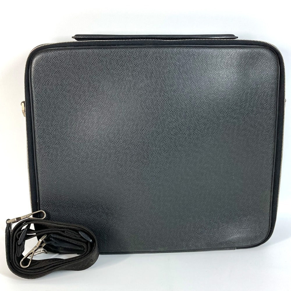 LOUIS VUITTON Handbag Taiga Leather black Taiga Porto Ordinatur Odessa Computer Case Women