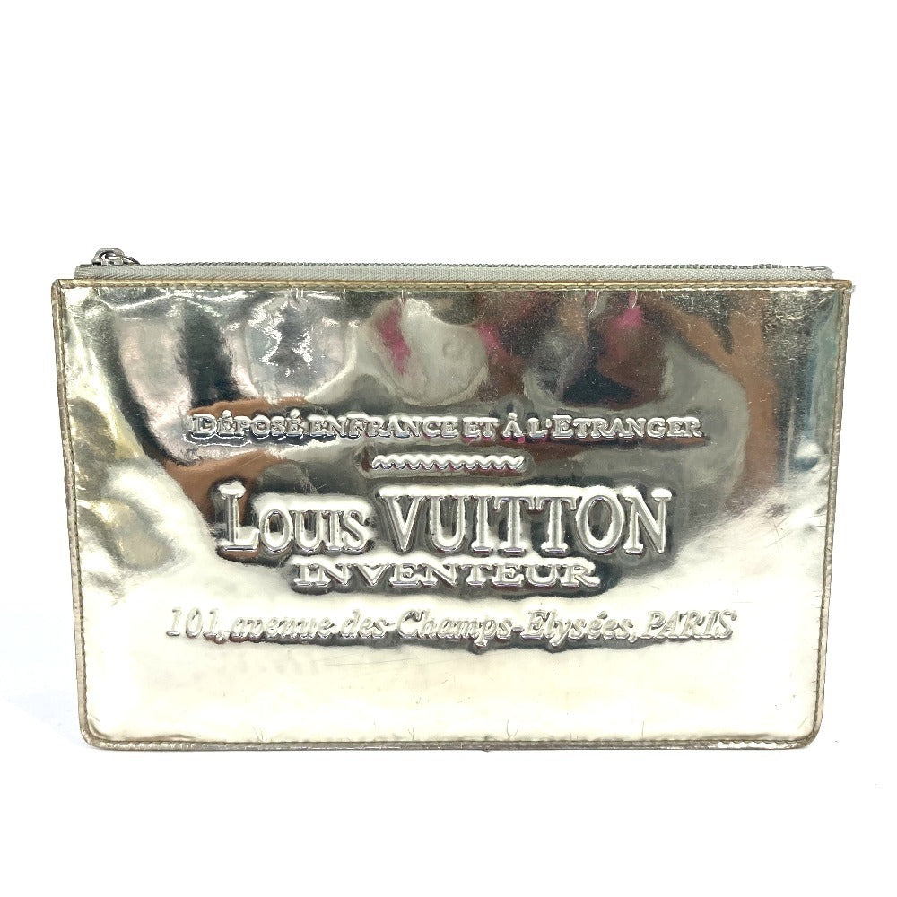 LOUIS VUITTON business bag leather gold Monogram Miroir pochette plat
