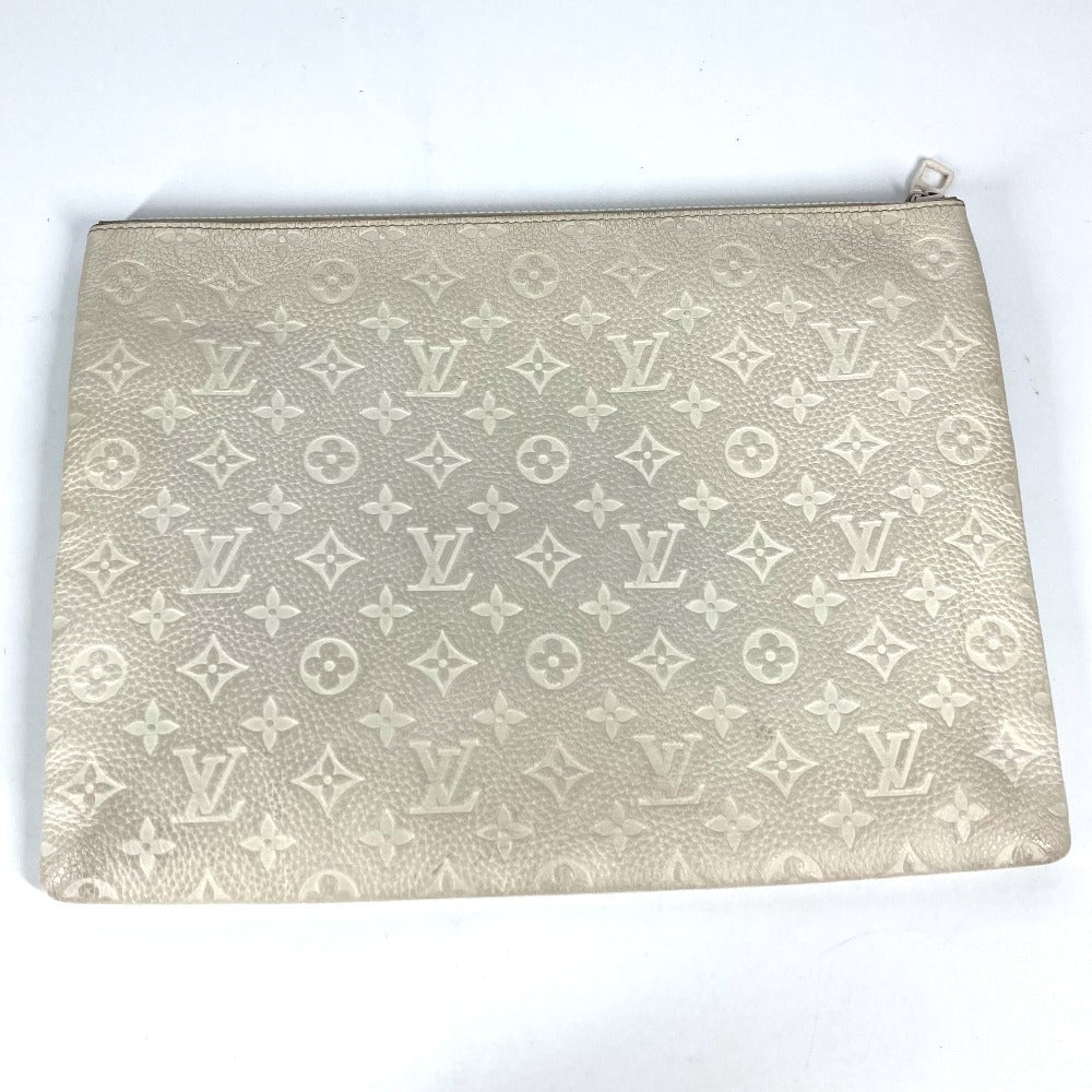 LOUIS VUITTON Clutch bag Taurillon Clemence Leather white Taurillon Clemence Monogram Pochette A4