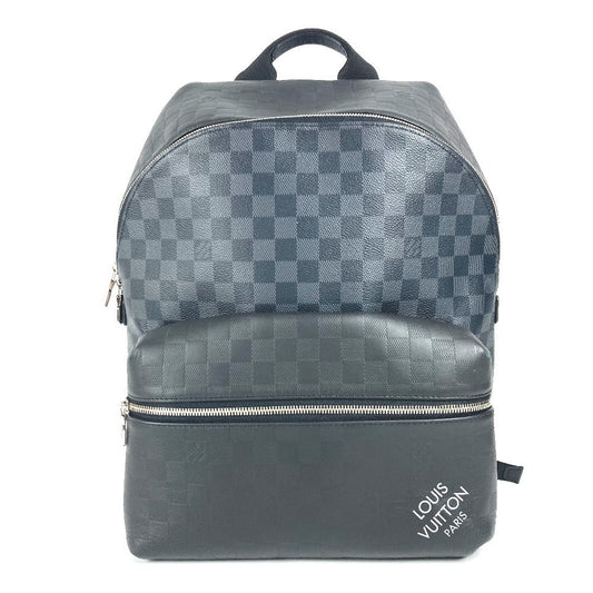 LOUIS VUITTON Backpack Damier Infini Leather , Damier Graphite Canvas black Damier Squared Discovery Backpack PM
