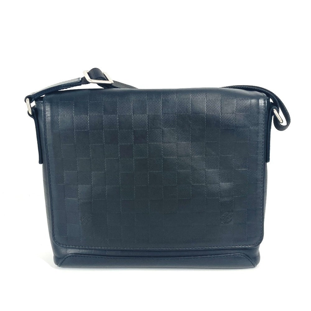 LOUIS VUITTON Shoulder Bag Damier Anfini Leather black Damier Anfini District PM