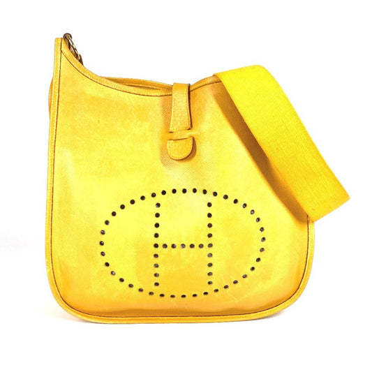 HERMES Shoulder Bag leather yellow Evelyn 1 GM Evelyn GM