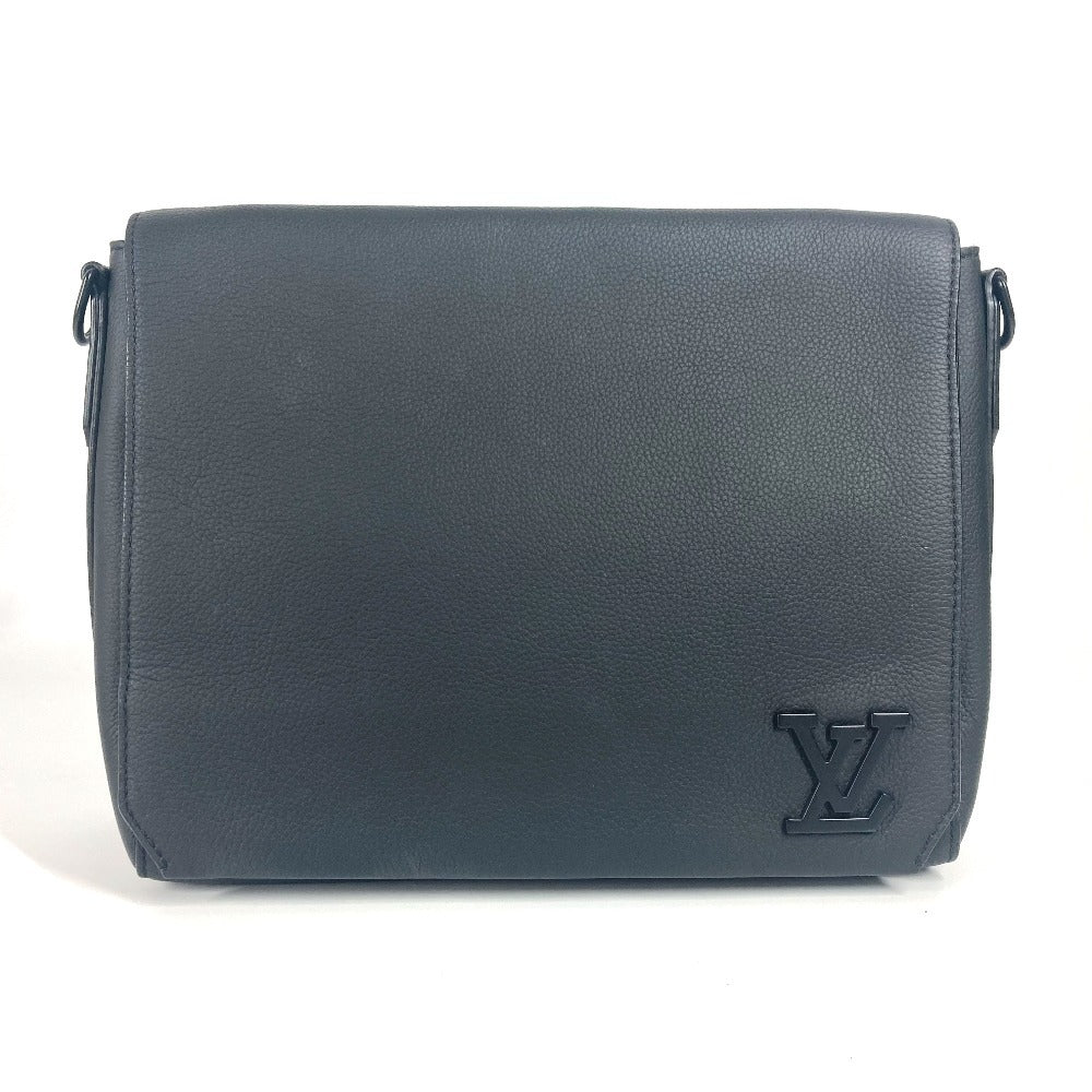 LOUIS VUITTON Shoulder Bag , grain leather black LV Aerogram takeoff messenger