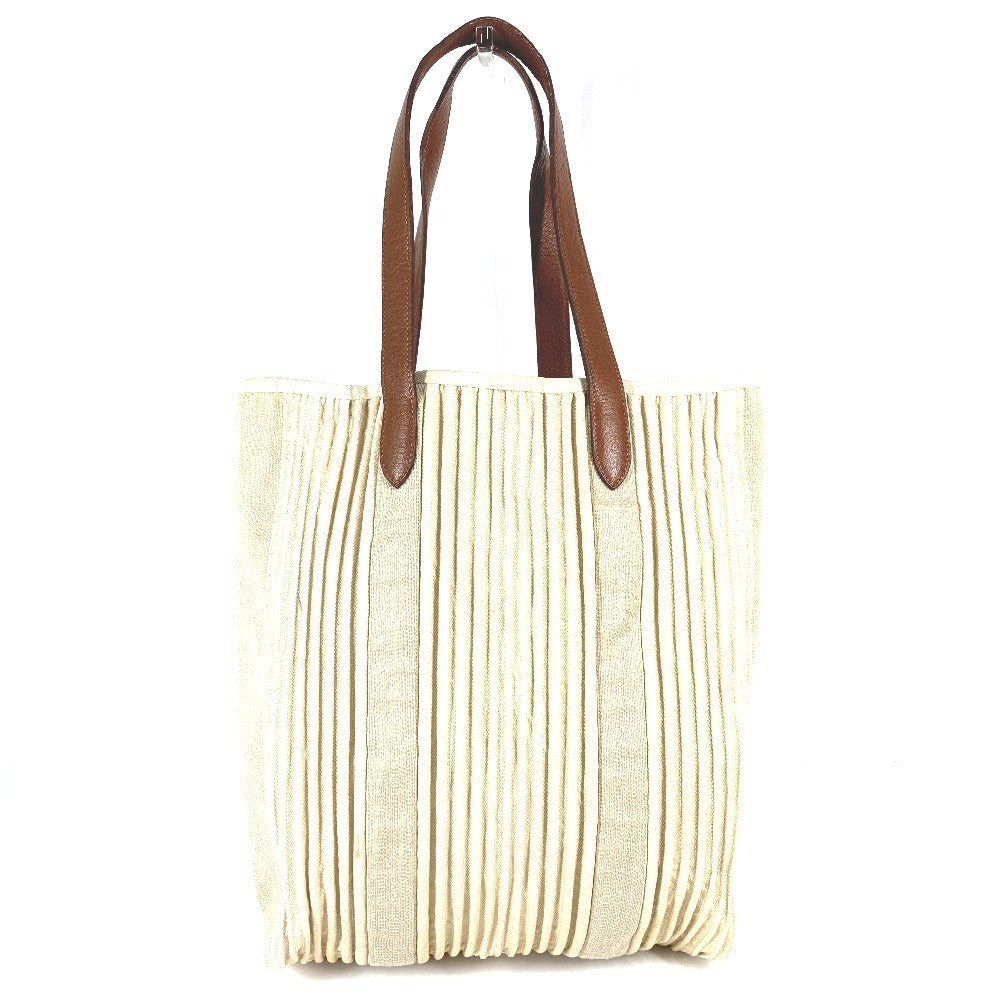 HERMES Shoulder Bag Leather / canvas beige Kabas Calicut