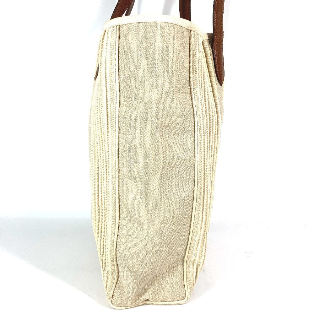 HERMES Shoulder Bag Leather / canvas beige Kabas Calicut