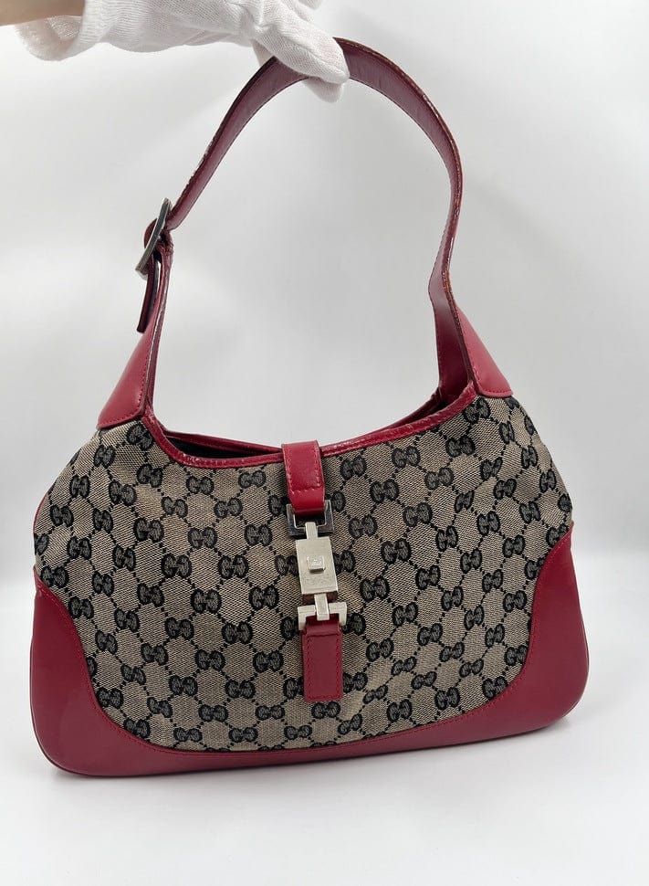 Gucci Jackie Leather Canvas Shoulder Bag Style 6