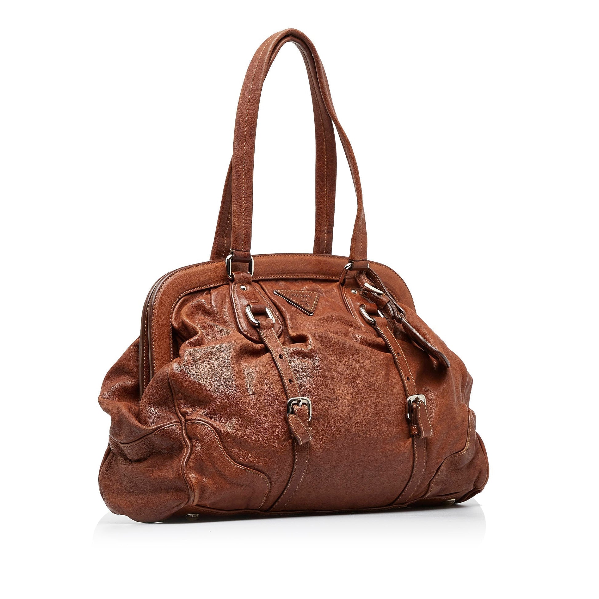 Prada Frame Leather Tote Bag