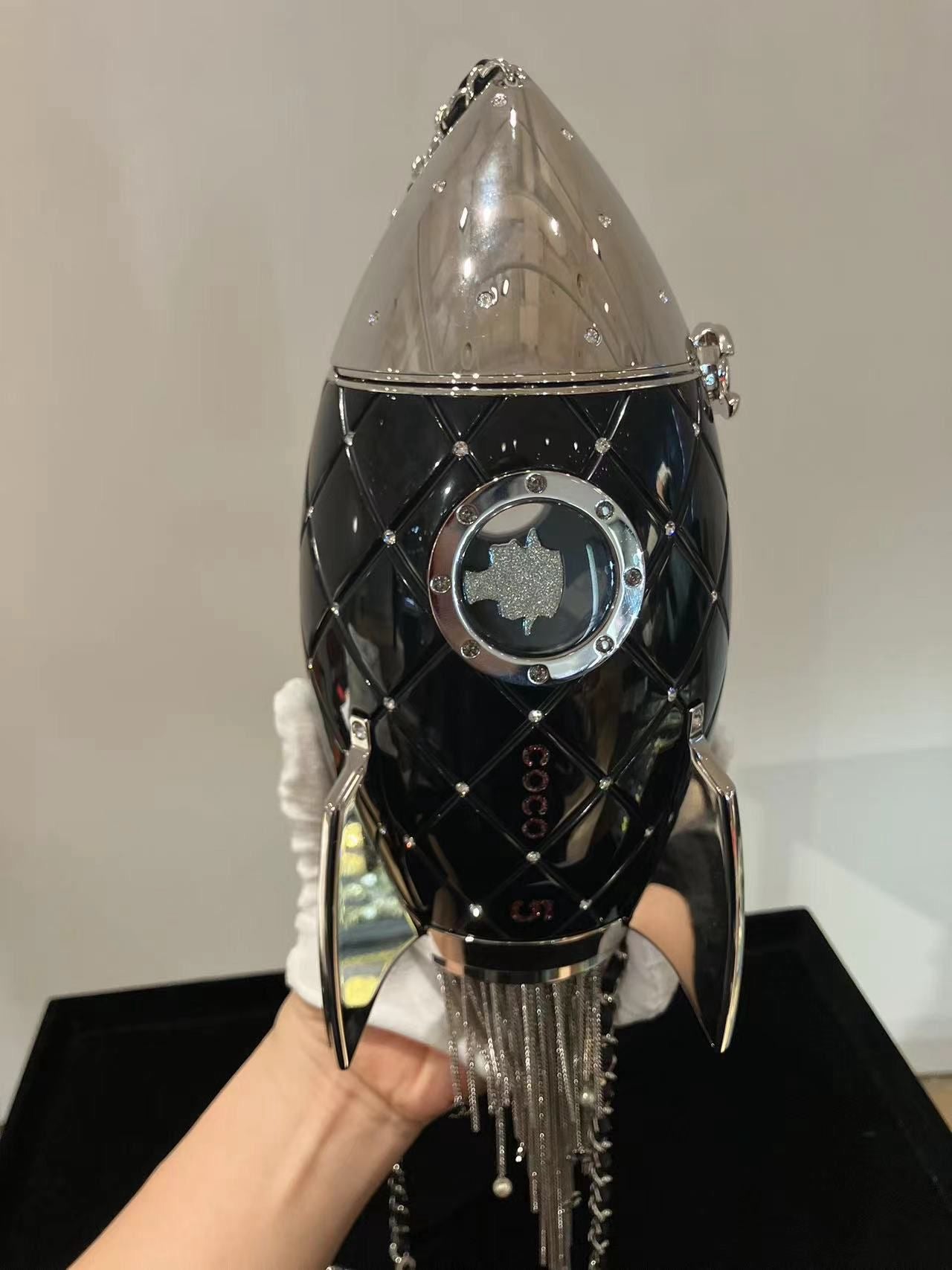Chanel Limited Edition Plexiglass Crystal Rocket Ship MinaudiÃ¨re Clutch Black 2017