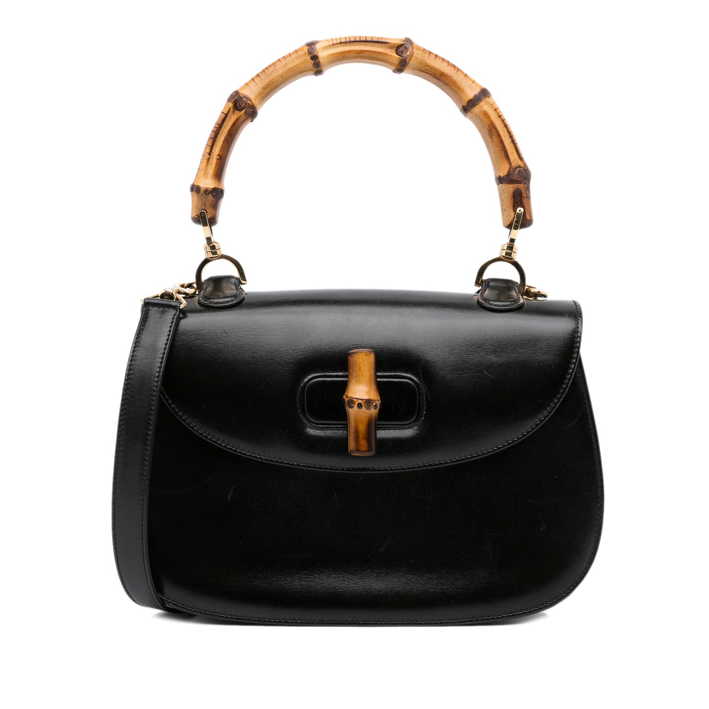 Gucci Bamboo Black Leather Shoulder Bag Style 4