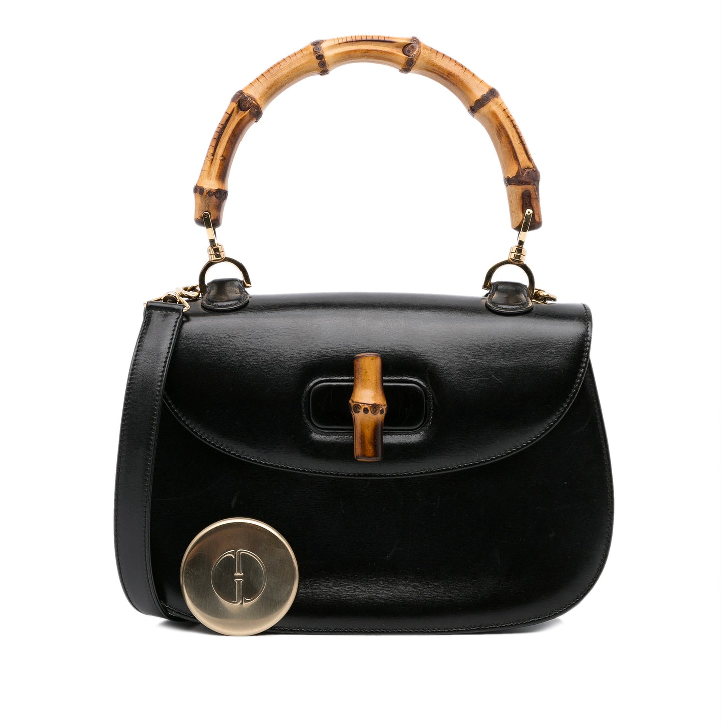 Gucci Bamboo Black Leather Shoulder Bag Style 4