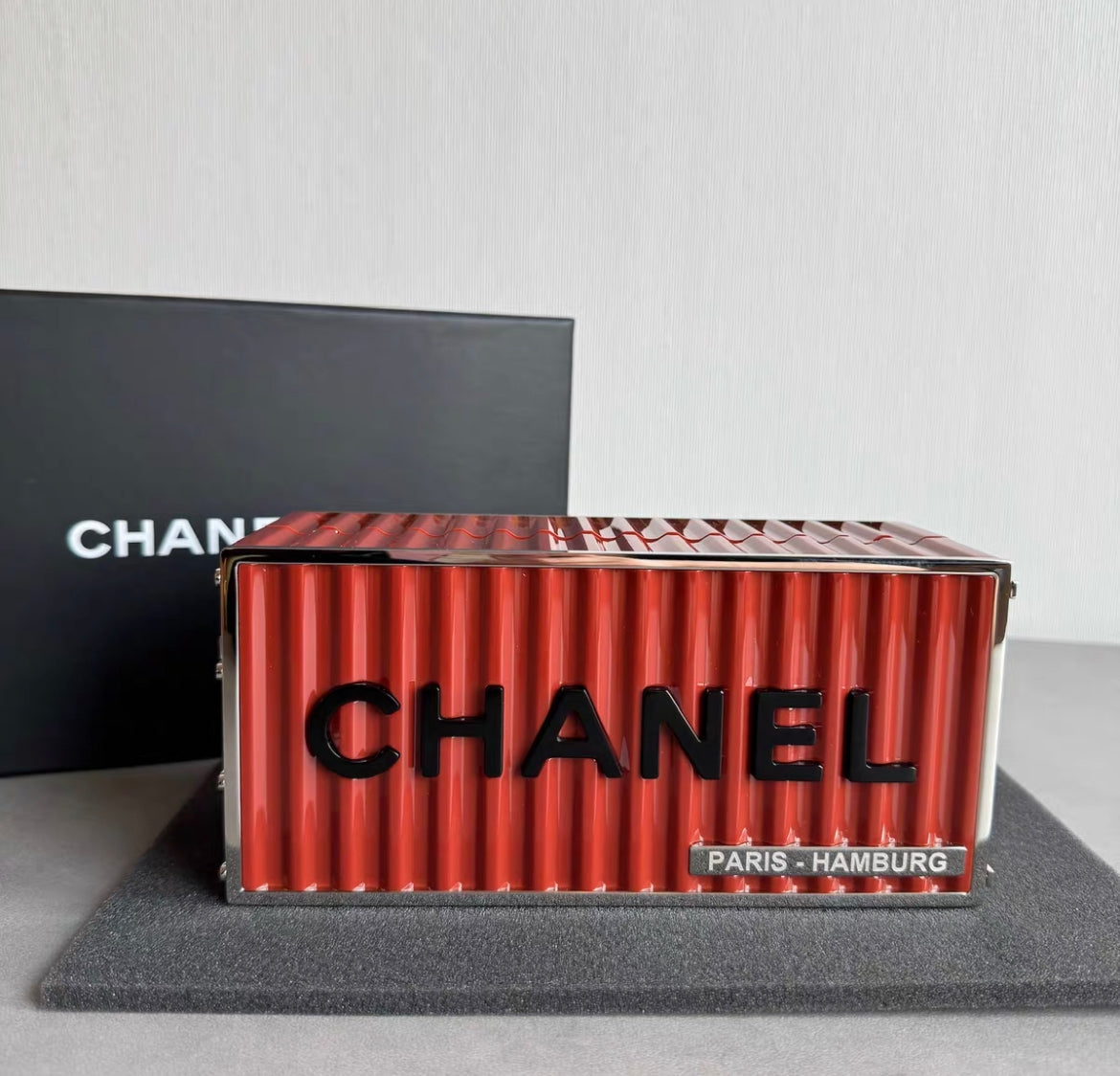 CHANEL Red Paris Hamburg Shipping Container MinaudiÃ¨re Clutch Bag 2017