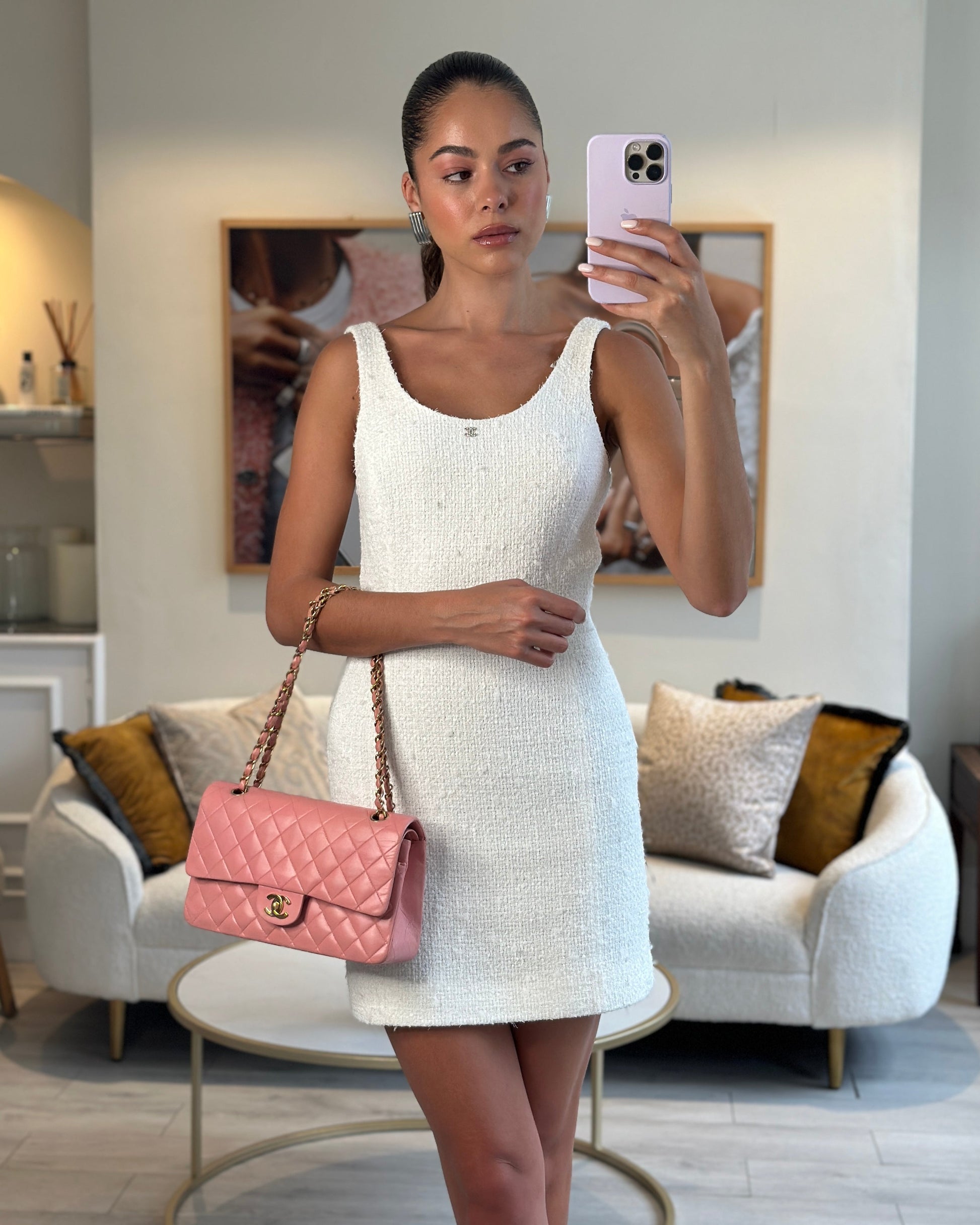 Chanel Baby Pink Medium Classic Double Flap Bag Lambskin Leather 24K Gold Hardware
