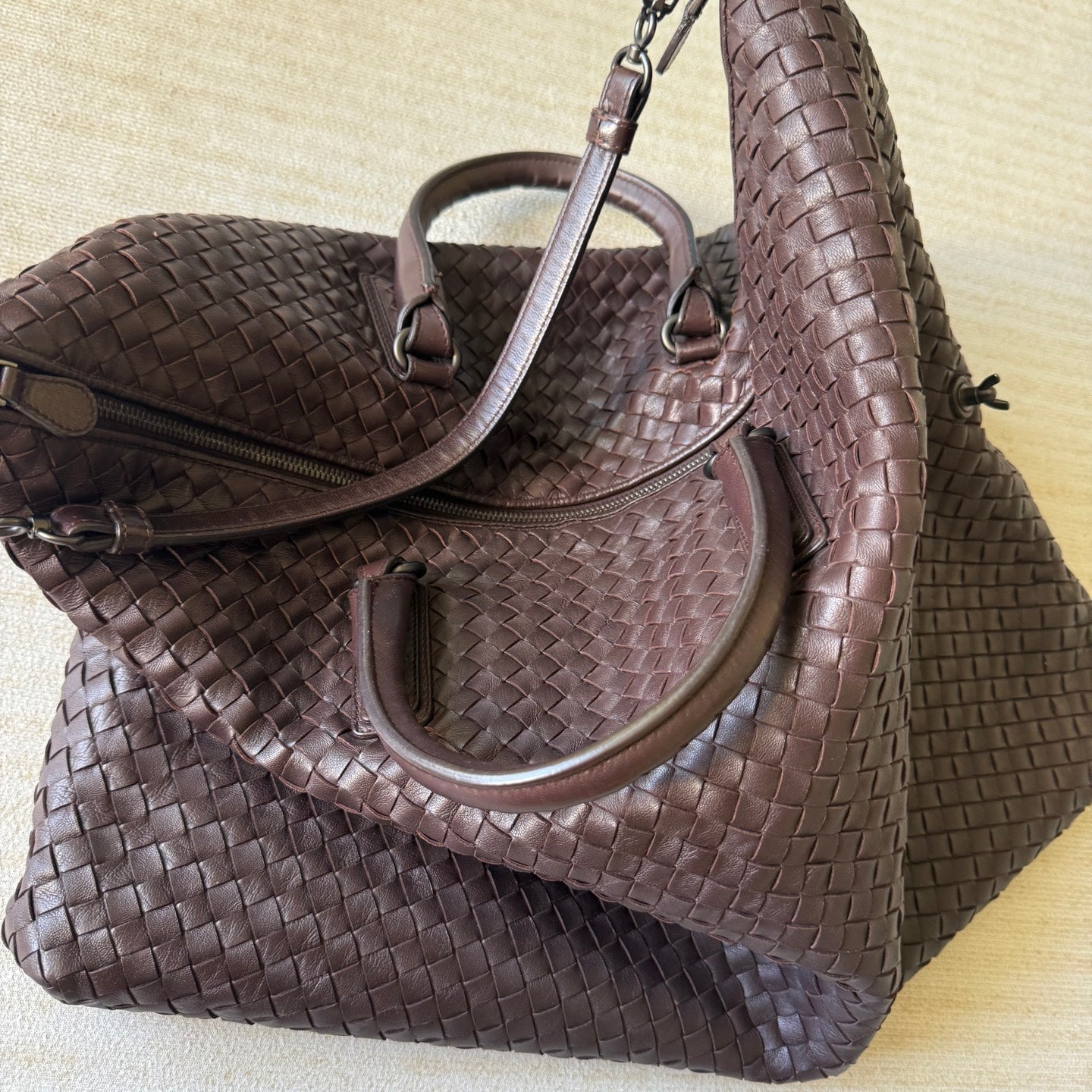 Bottega Veneta Maxi Convertible Tote Dark Chocolate Brown Leather