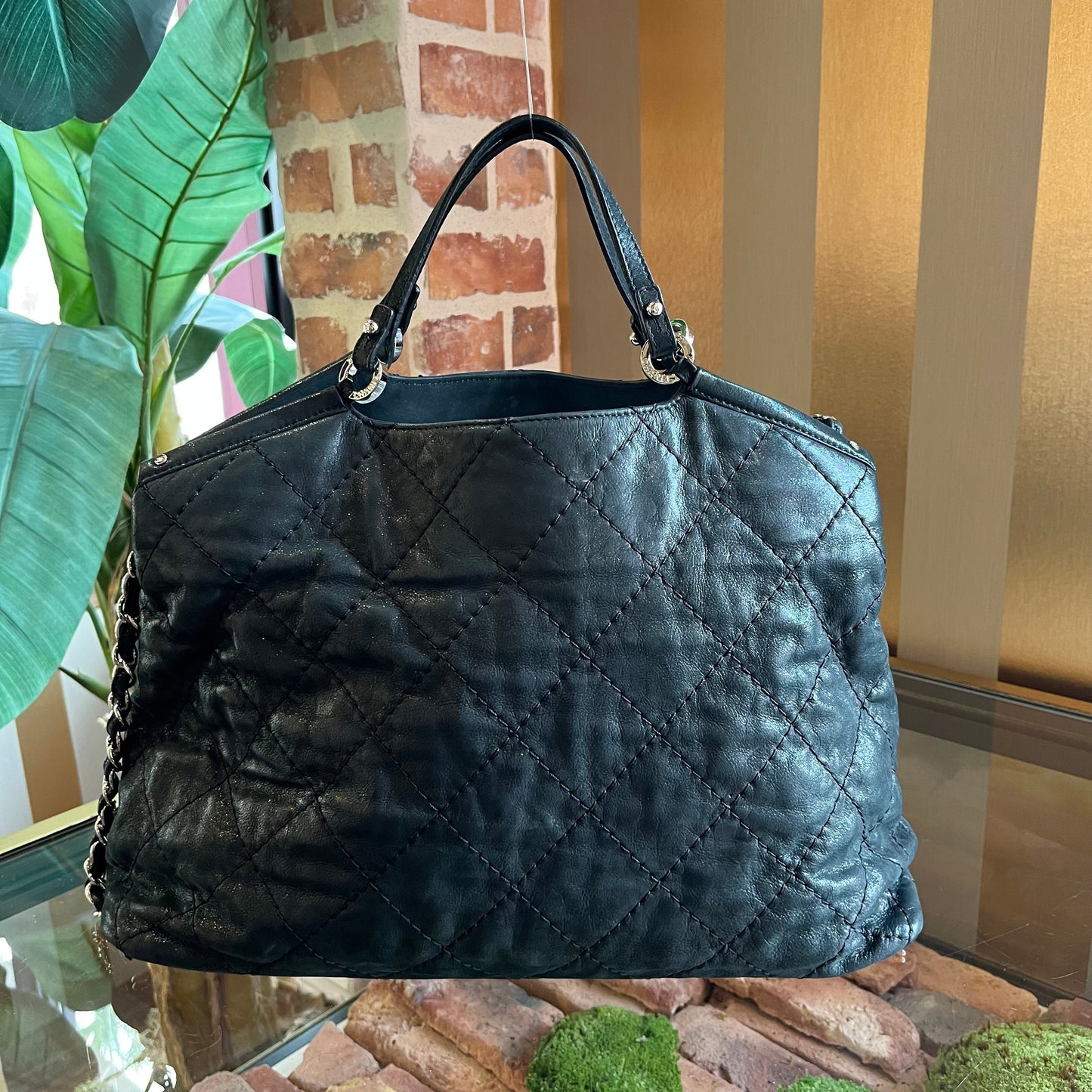 CHANEL Black Iridescent Sea Hit CC Two Way Tote ADI1146