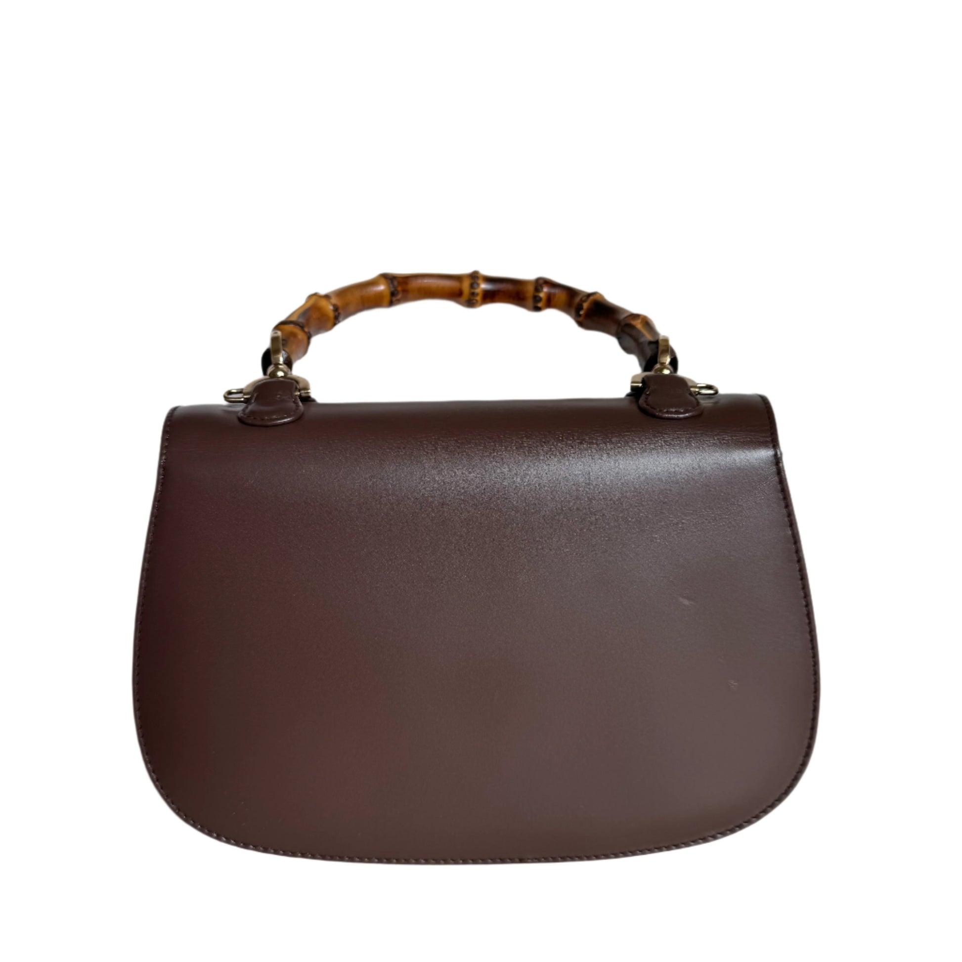 Gucci Bamboo 1947 Top Handle Bag Leather Small Chocolate Brown with Strap