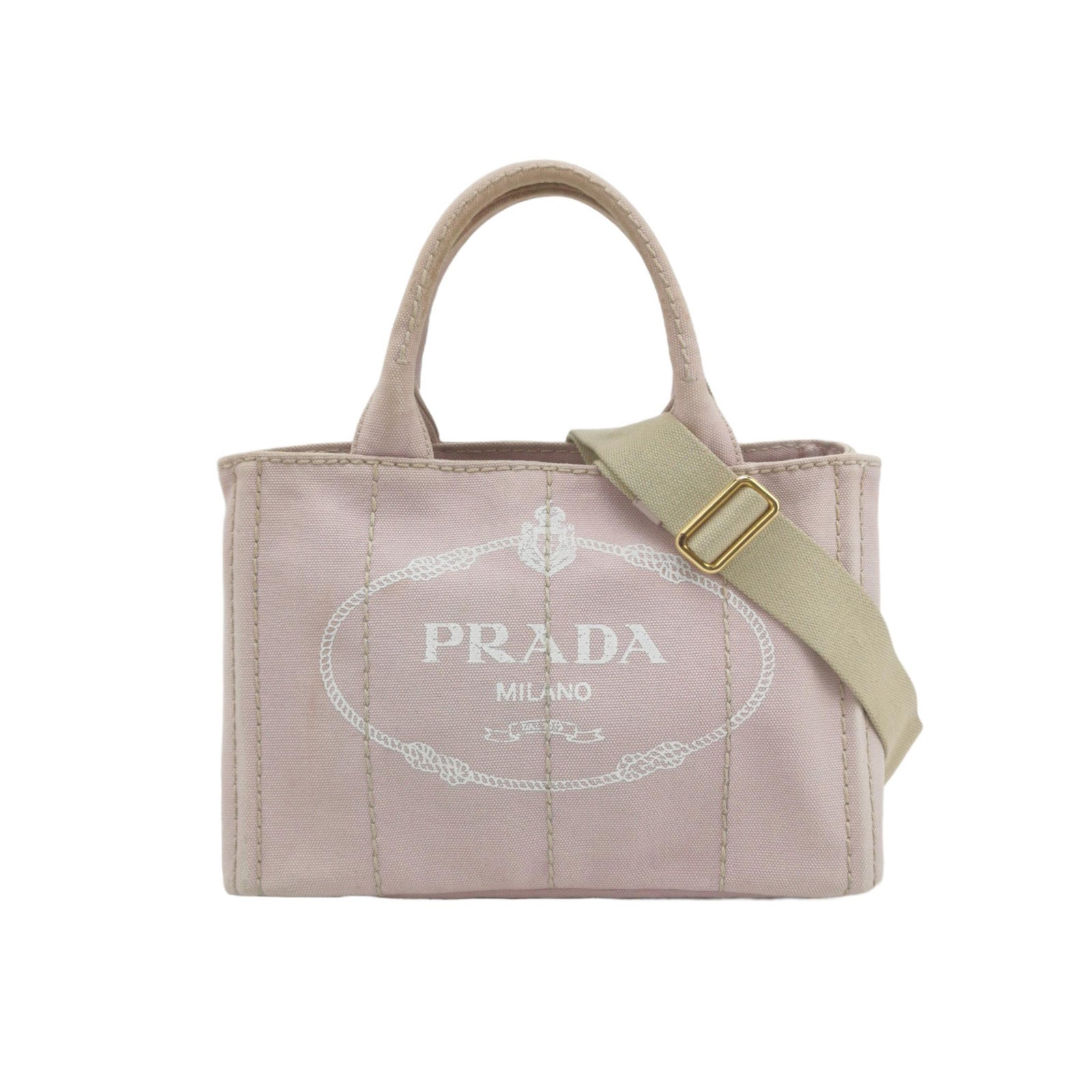 Prada Canape Canvas Tote Small Pink Top Handle Bag with Strap