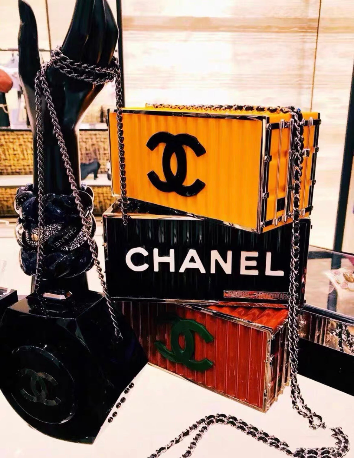 Chanel Paris Hamburg Black shipping container Minaudiere Shoulder Bag