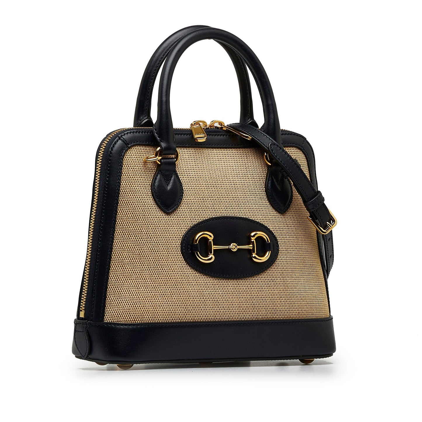 Gucci Horsebit Leather Canvas Shoulder Bag Style 2