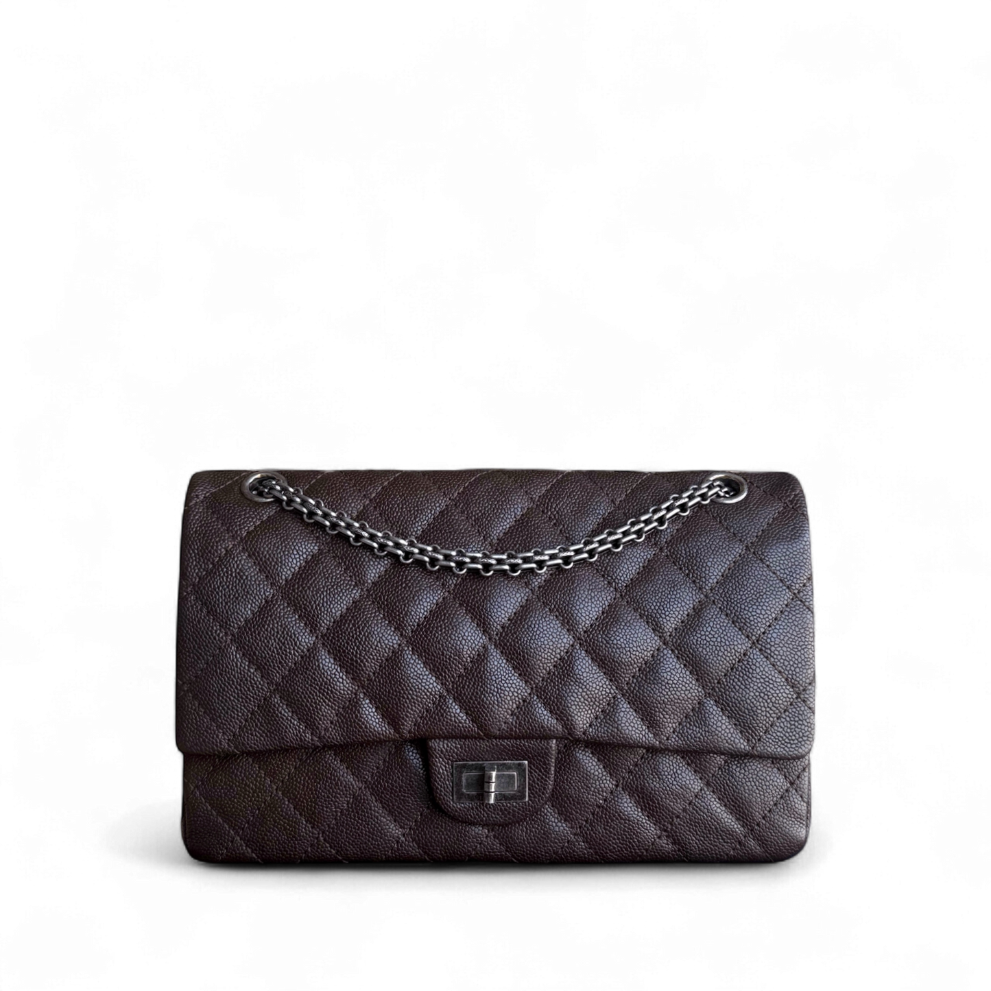 Chanel 2.55 Reissue 226 - 28CM Quilted Caviar Dark Brown Silver Hardware Series 14