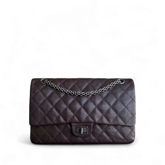 Chanel 2.55 Reissue 226 - 28CM Quilted Caviar Dark Brown Silver Hardware Series 14