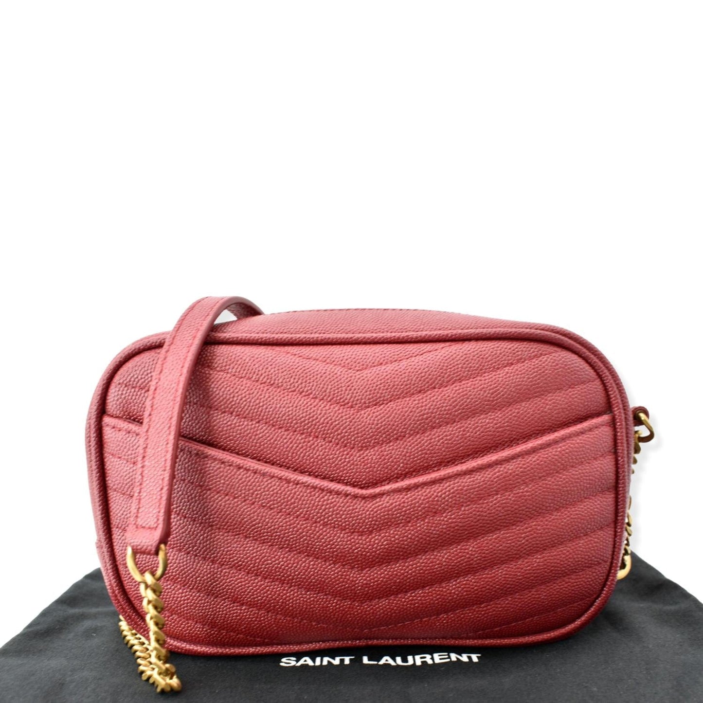 SAINT LAURENT Mini Lou Leather Camera Crossbody Bag Red