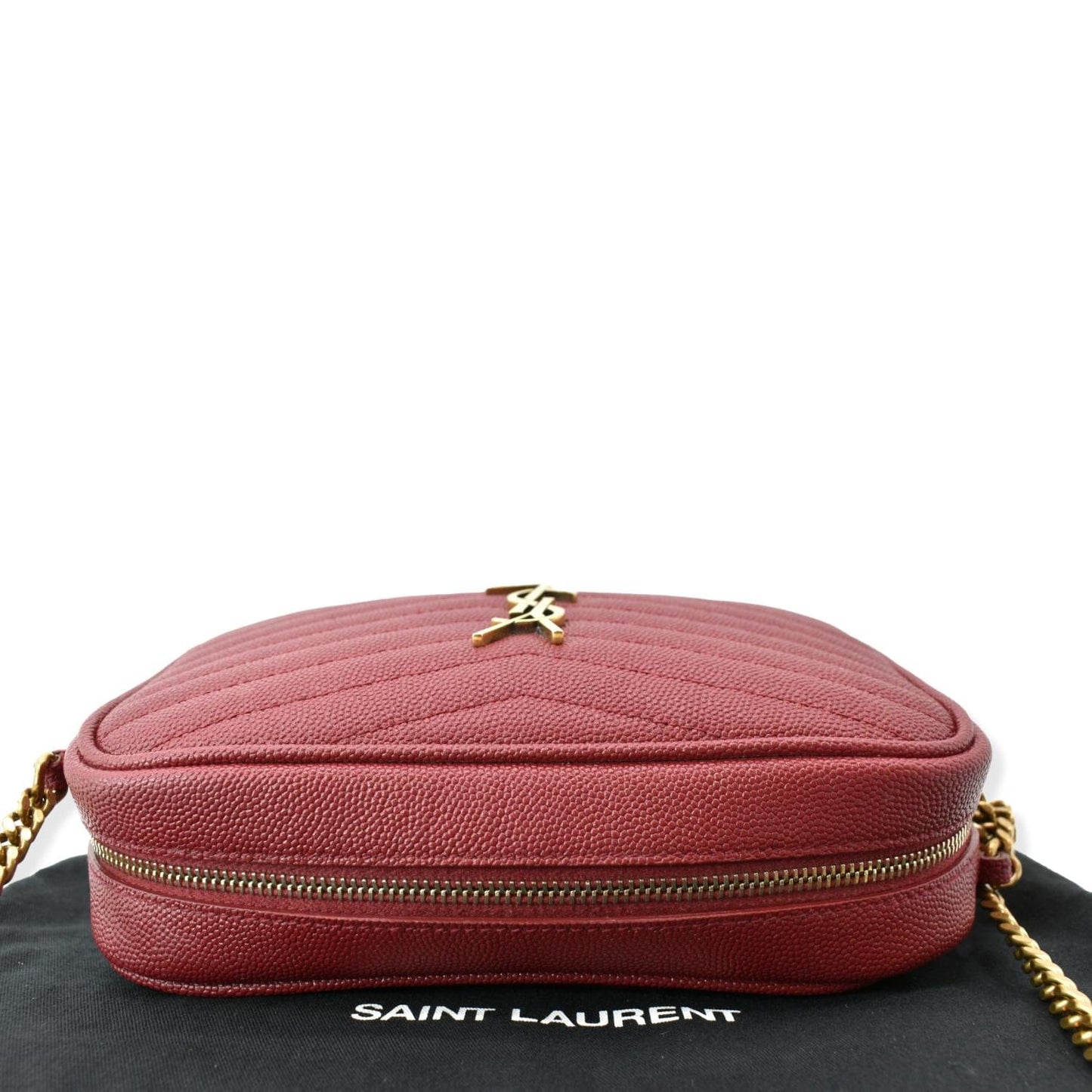 SAINT LAURENT Mini Lou Leather Camera Crossbody Bag Red