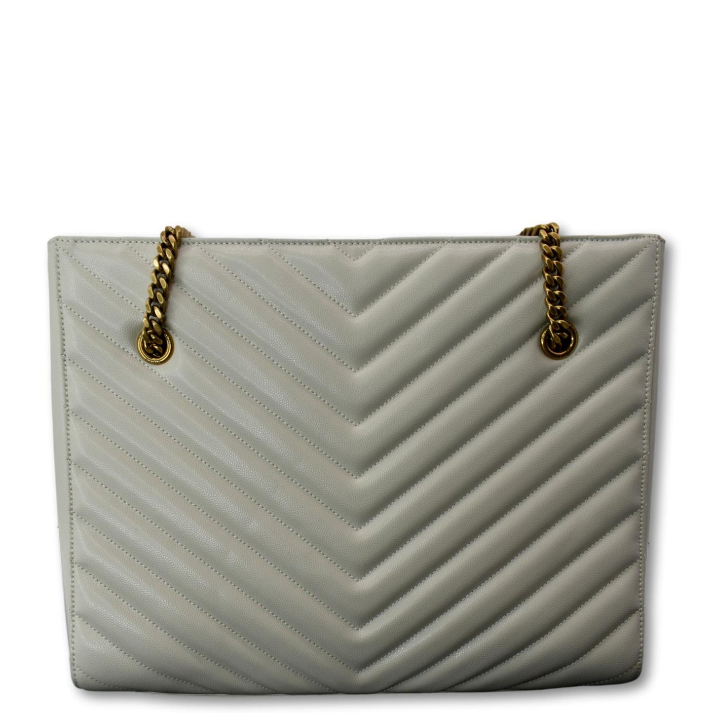 SAINT LAURENT Tribeca Medium Leather Shoulder Bag White