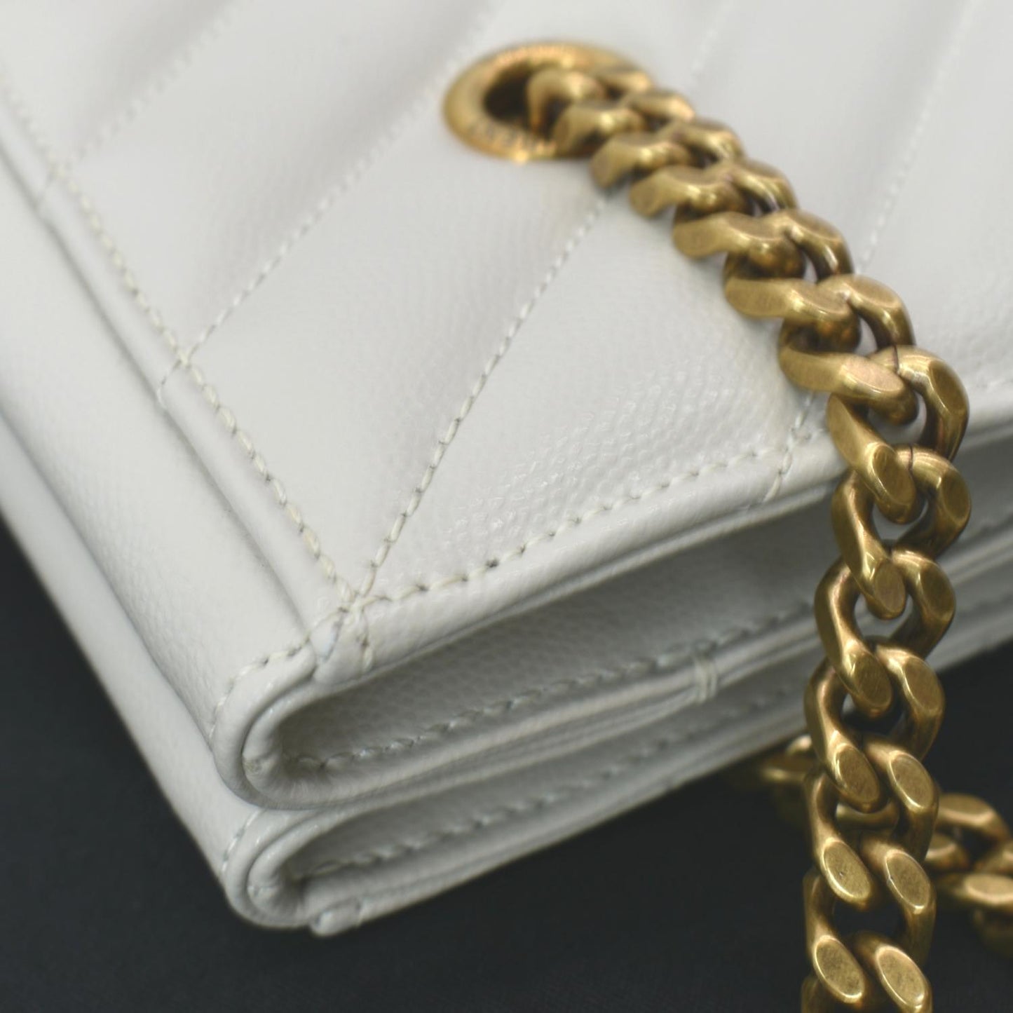 SAINT LAURENT Tribeca Medium Leather Shoulder Bag White
