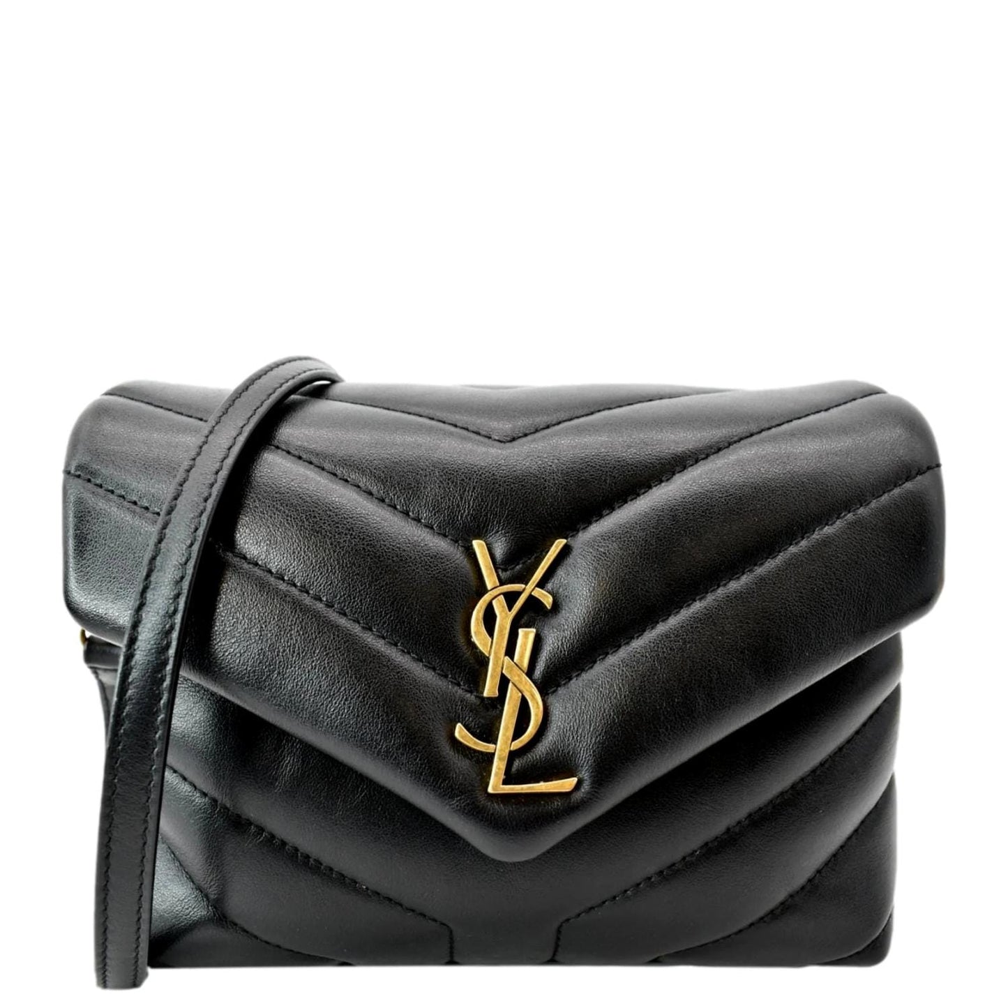 SAINT LAURENT Loulou Toy Matelasse Leather Crossbody Bag Black