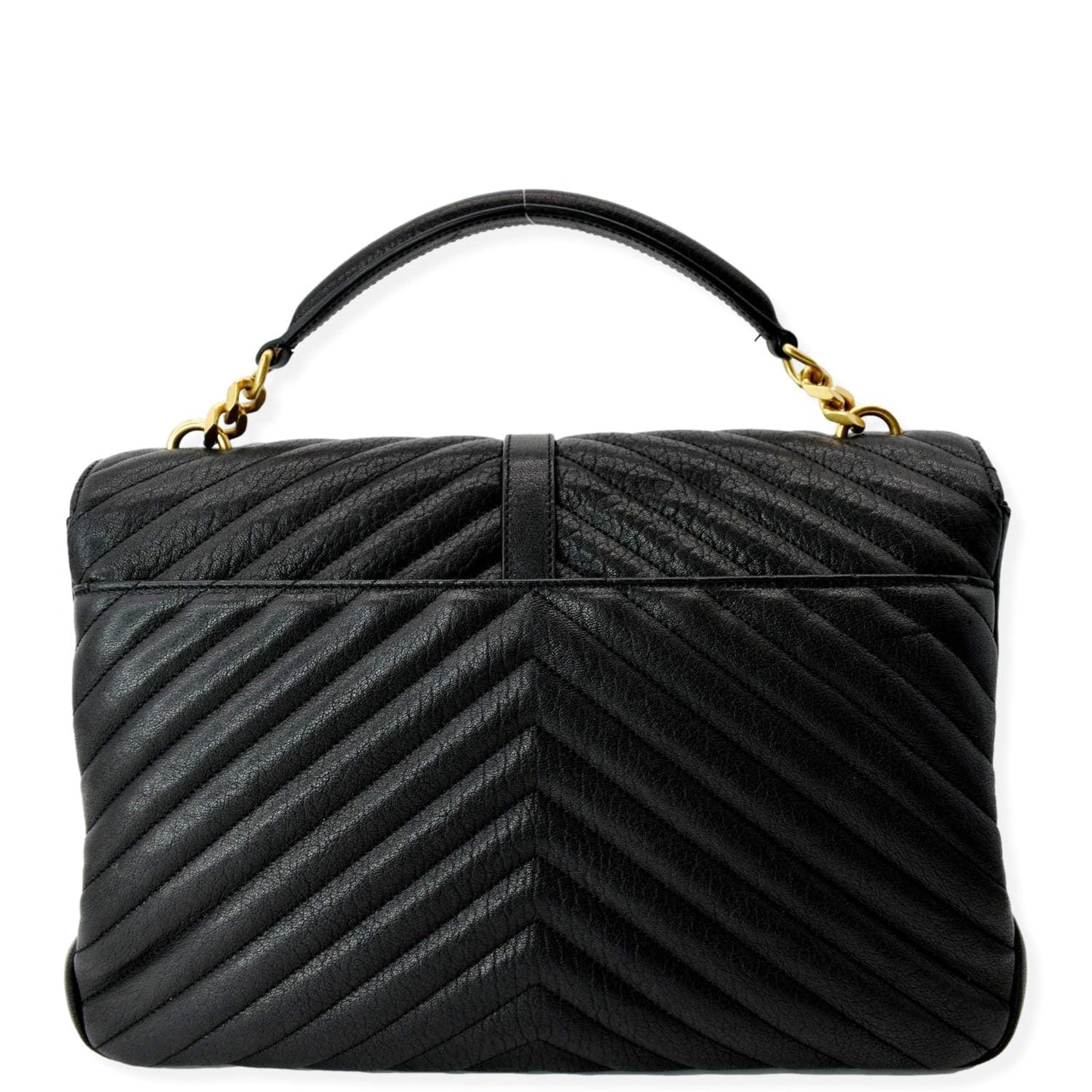 SAINT LAURENT College Large Flap MatelassÃÂ© Leather Shoulder Bag Black