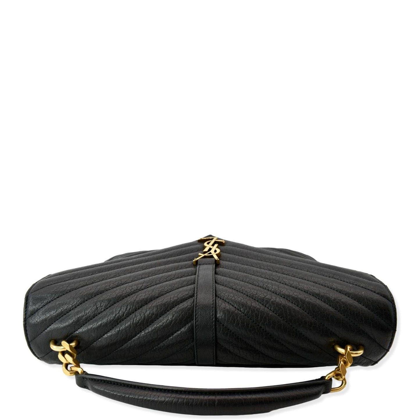 SAINT LAURENT College Large Flap MatelassÃÂ© Leather Shoulder Bag Black
