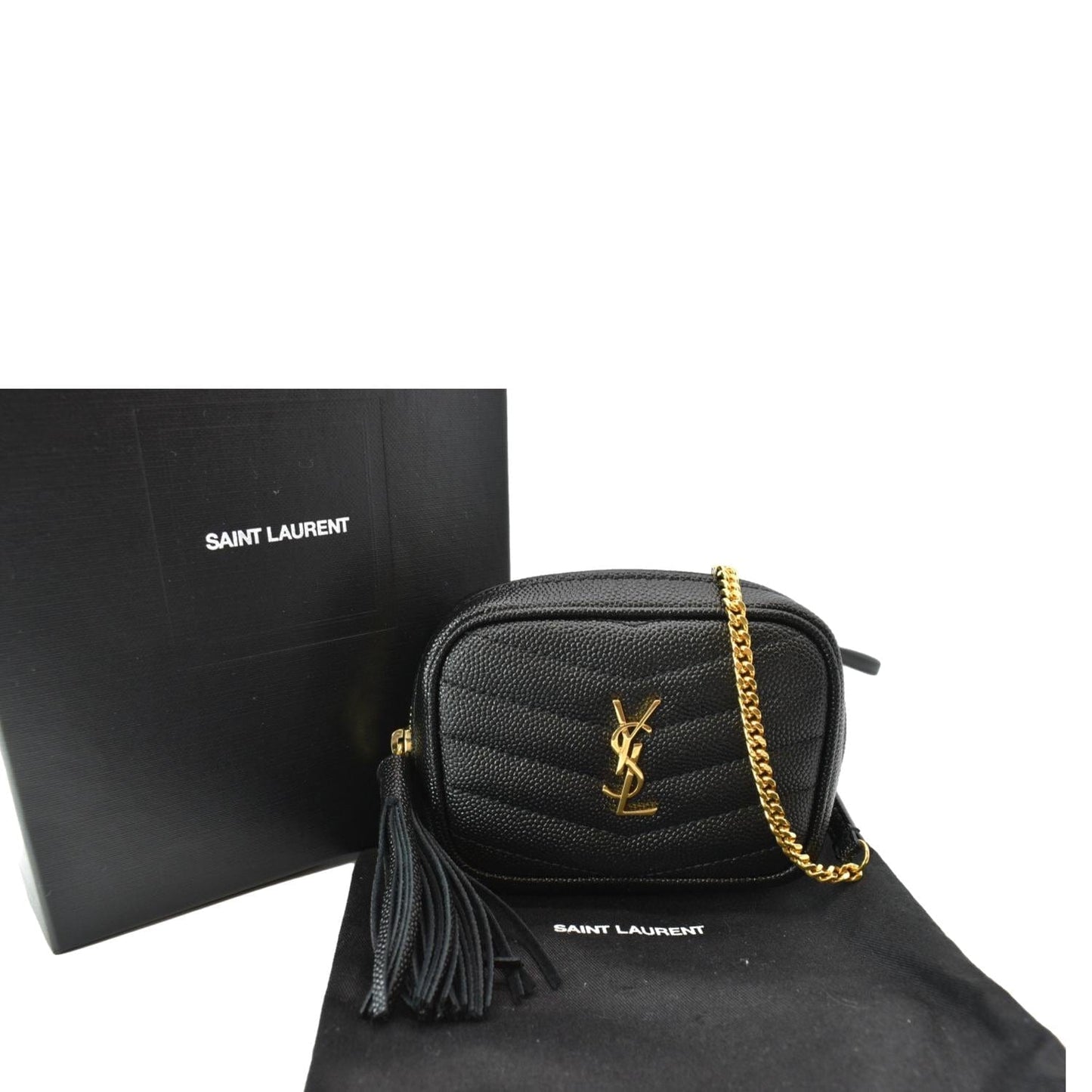 SAINT LAURENT Lou Leather Crossbody Bag Black