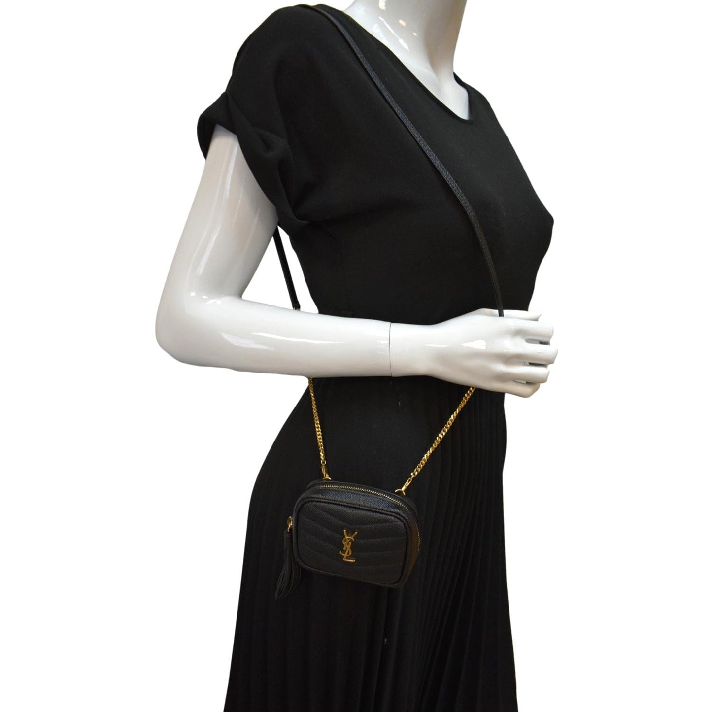 SAINT LAURENT Lou Leather Crossbody Bag Black