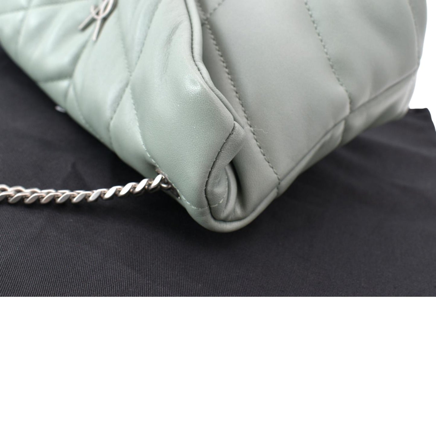 SAINT LAURENT Small Loulou Puffer Leather Crossbody Bag Vert Opaline