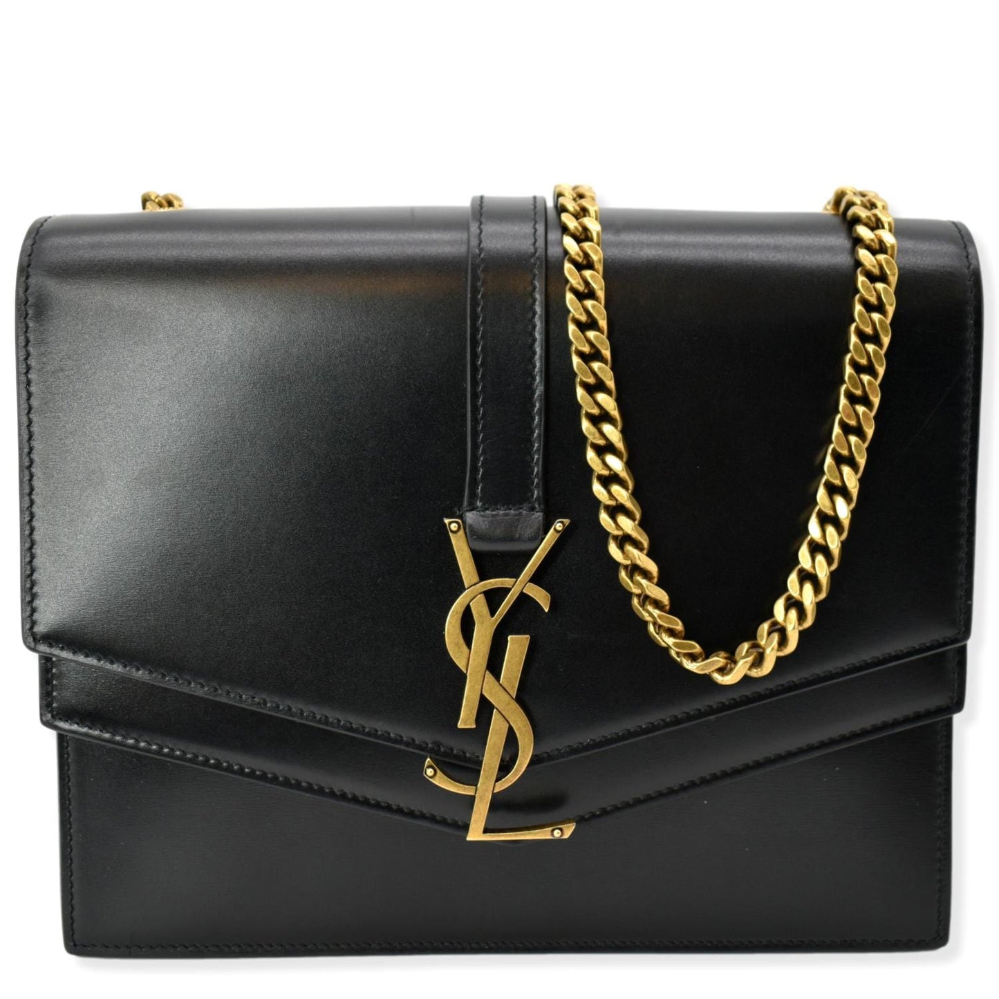 SAINT LAURENT Sulpice Medium Monogram Clasp Shoulder Bag Black