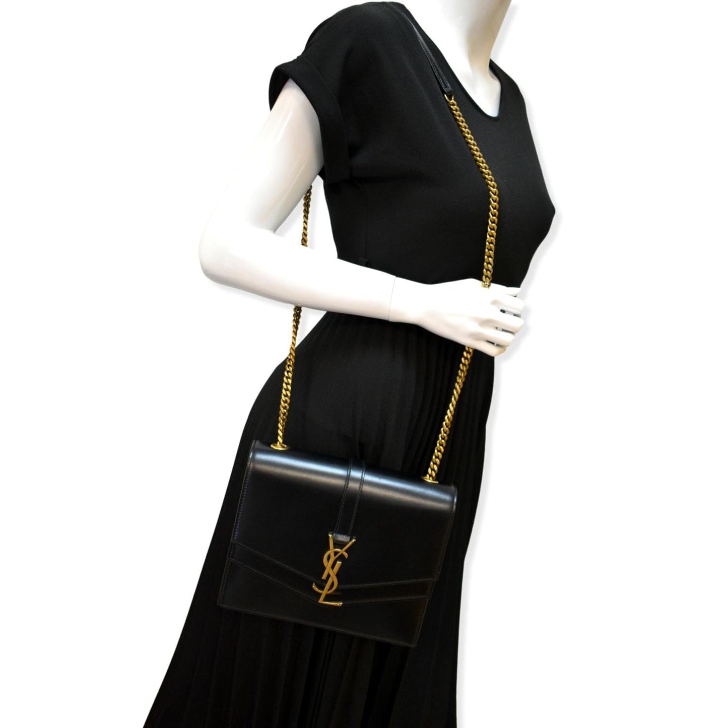 SAINT LAURENT Sulpice Medium Monogram Clasp Shoulder Bag Black