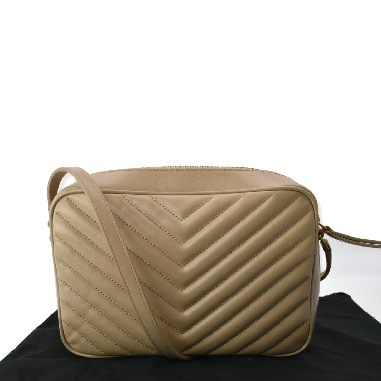SAINT LAURENT Lou Leather Camera Crossbody Bag Beige