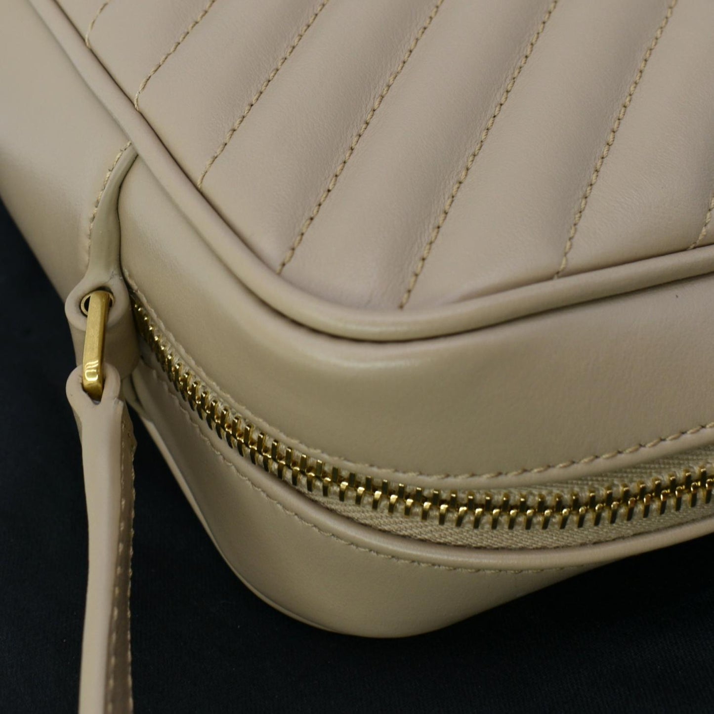 SAINT LAURENT Lou Leather Camera Crossbody Bag Beige